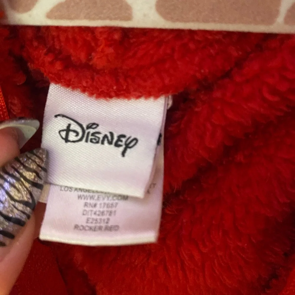 Disney Minnie Mouse Hoodie Kids 3T Red Fleece Polka Dot Bow Zip Up Sweatshirt